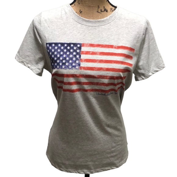 Sonoma Tops - {Sonoma} Gray T Shirt With American Flag Graphic